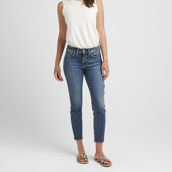 Silver Jeans Denim - Silver Suki Cropped Denim Jeans Skinny Capri Stretchy Dark Wash Mid Rise Size 26